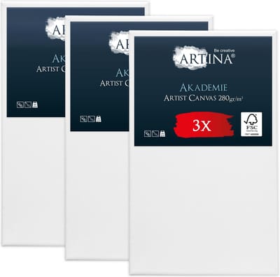 Artina Akademie â€“ Set van 3 Schilderdoeken Canvas 60x100 cm â€“ Spieraam van FSCÂ® Hout â€“ Wit Canvas 100% Katoen â€“ 280 g/m151
