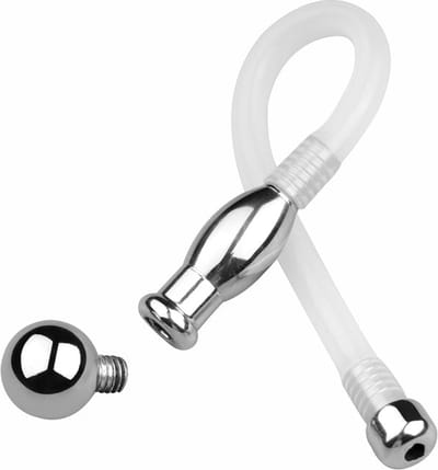 Fixxx - Holle Flexibele Penis Plug met Dopje - Lengte 175 mm - Zilver