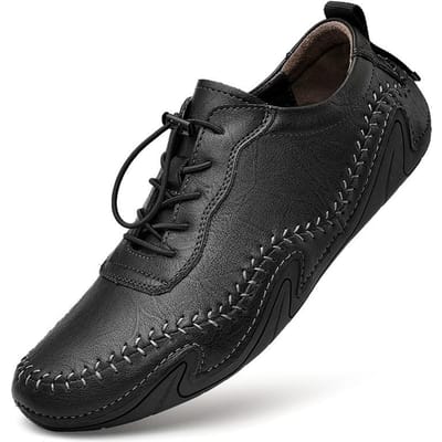 Plus Size Lente Heren Gommino Heren Leer Instapper Zachte Zool Leer Rijden Casual Leren Schoenen Tide 48 black