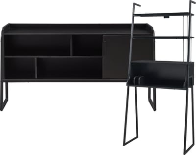 2-delige meubelset Storfjord TV meubel en bureau zwart set 4 [en.casa]