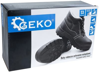 GEKO Gevoerde veiligheidsschoenen - S3 - Antislip - Schokabsorberend - Maat 44 - Zwart