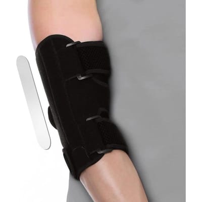 Verstelbare Elleboogbrace met 2 Verwijderbare Metalen Spalken Armstabilisator voor Cubitale Tunnel Tennis Sport Bescherming