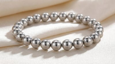 Lundholm Yuna Armband Dames Zilverkleurig Kralen – Premium Stainless Steel Jewellery – Kralenarmband 6 mm – Elastische Armband my - Scandinavisch Design