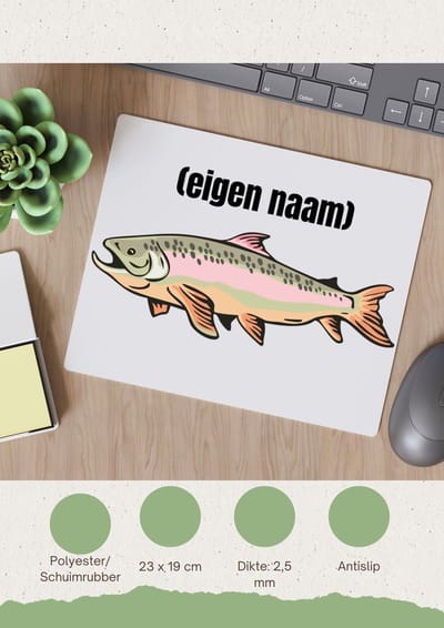 Akyol - vis met eigen naam Muismat - Vis - vissen liefhebbers - iemand die houdt van vissen - verjaardag - cadeau - kado - 23 bij 19 cm