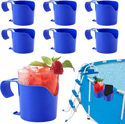6 stuks bekerhouders voor zwembad, kunststof bekerhouder, bierhouder, waterbeker, hangende houder voor zwembad, multifunctionele zwembadaccessoires voor dranken, mobiele telefoon