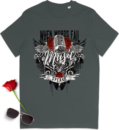 Cadeau voor Muziekliefhebber - Muziek T-shirt met Quote - Dames en Heren - Grijs - S