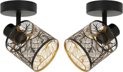 Ostaria Plafond lamp Calathea - 2x - goud / zwart - metaal - bewerkt - E27 - interieur decoratie - binnen