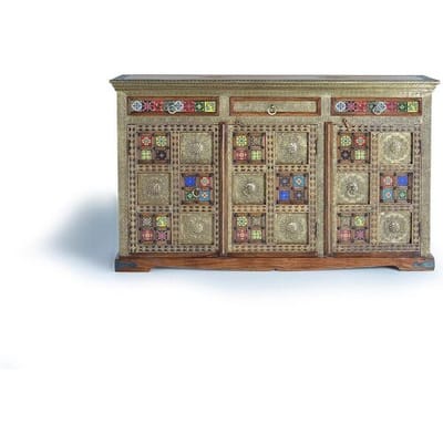 Giner y colomer Dressoir van acaciahout, etnische ambachtelijke stijl - 90x150x40