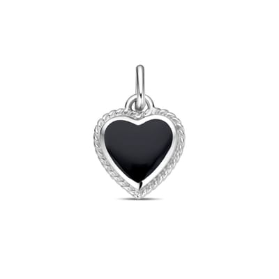 zilver gerhodineerd hanger hartje onyx 1338823