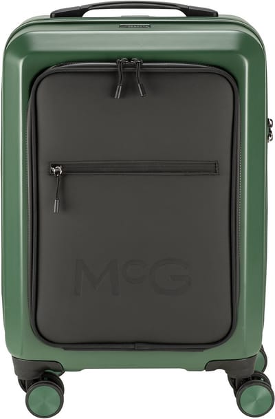 McGregor Manhattan Koffer - Handbagagekoffer met 4 Dubbele Zwenkwielen en Verzonken TSA-Slot - Zacht Voorvak - Donkergroen - 55cm