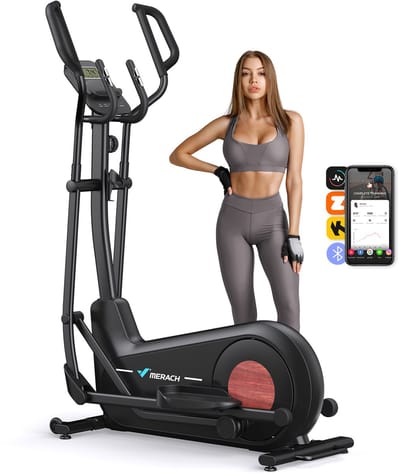 MERACH Crosstrainer - LCD Monitor - Magnetische Weerstand - Extra Breed 47cm - Premium voor Thuisgebruik - Geschikt tot 180kg
