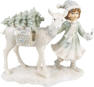 Clayre & Eef Beeld Kind 18 cm Wit Polyresin