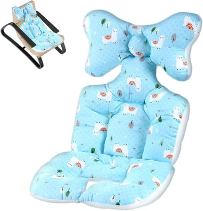 Babyzitje Insert - Kinderwagen Voering - Baby Comfort - Dubbelzijdig Design - 68 x 34 cm - Blauwe Alpaca