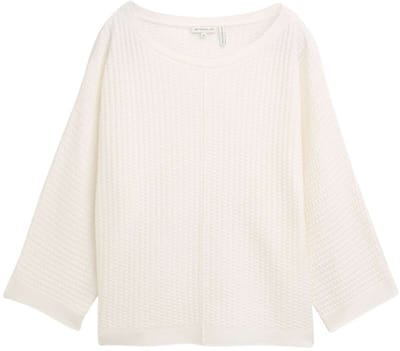 Tom Tailor - Losse gebreide trui - Maat XXL - Whisper White