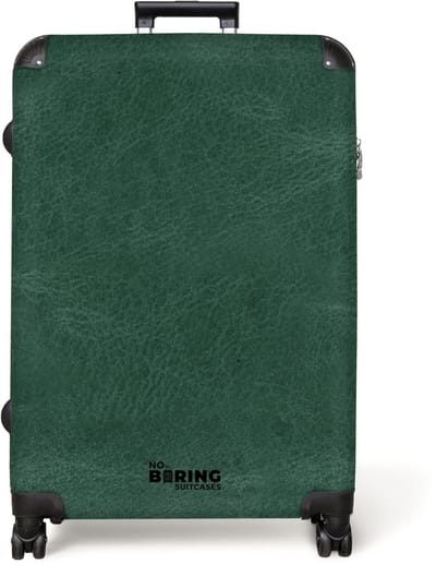 NoBoringSuitcases.com® - Koffer groot - Reiskoffer lichtgewicht - Lederen look midden groen - Rolkoffer met 4 wielen - Grote trolley XL - 98 liter bagage