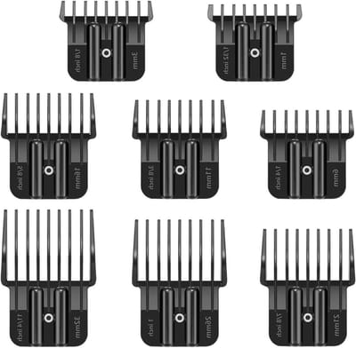 Trimmer Beschermers - Opzetkammen Set - Haar Trimmen - Metalen Veerclip - 8 Stuks - Zwart