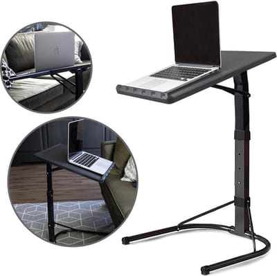QUVIO Inklapbare bijzettafel voor laptop / In hoogte verstelbaar / Inklapbaar / Laptopstandaard / Laptoptafeltje / Makkelijk aan te schuiven bij de bank - Grijs
