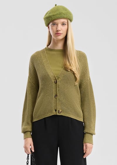 Q/S designed by - Dames jas - Maat S - Vrouwen - Khaki - Acryl