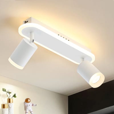 NETTLIFE Opbouwspot LED - 2-Lichts - GU10 Fitting - rechthoekig - Wit - Moderne Plafondlamp - 3000K Warm Wit Licht - 11W Plafondspot - voor Hal | Slaafkamer | Kantoor | Woonkamer - Zonder Lichtborn
