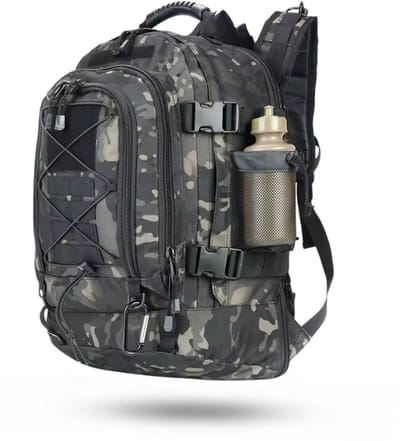 CarryQuest® 65L Tactische Rugzak - Nylon Military Backpack met Regenhoes, Rugventilatie, Borstband & Ruime Outdoor Opbergruimte - Zwart/Leger
