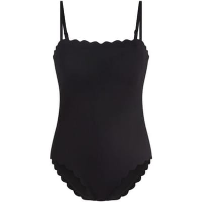 Hunkemöller Dames Badmode Badpak Bandeau Scallop - Zwart - maat S