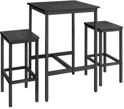 J&R Bartafel set - Bartafel - Bar Tafel - Tafel en 2 krukken - Tafel - 2 Krukken - Hoge tafel - Zwart