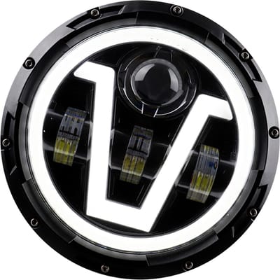 1 stks 12 V/24 V Motorcycl Koplamp 7 ''V-vorm LED Koplamp met Richtingaanwijzers DRL Hi/Lo Beam black