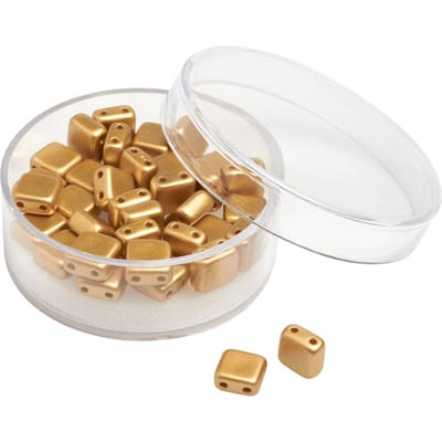 Glaskraal "Vierkant", 35 stuks - Goud