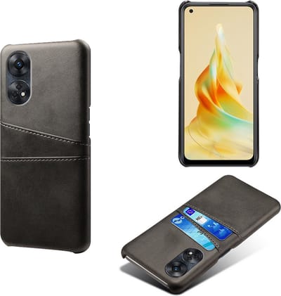 Back Cover met Opbergvakjes + PMMA Screenprotector voor OPPO Reno8 T 4G _ Zwart