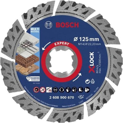 Bosch Accessories 2608900670 EXPERT MultiMaterial X-LOCK Diamanten doorslijpschijf Diameter 125 mm Boordiameter 22.23 mm Steen, Beton, Baksteen 1