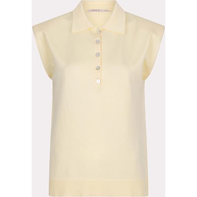 EsQualo Top Polo Slv/lss Basic Knit Light Yellow Maat: XS | Poloshirts Outlet | Dames | Geel
