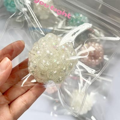 Squishy Gekleurde Kralen Stressbal Sensorisch Speelgoed voor Volwassenen Kinderen, Angstverlichting Fidget Speelgoed Knijpballen voor ADHD Autisme Focus white