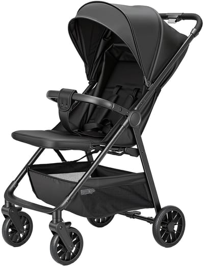 Dailygoods Kinderwagen voor peuters met verstelbare zitting, ultracompacte kinderwagen met grote opbergmand, luifel, voo
