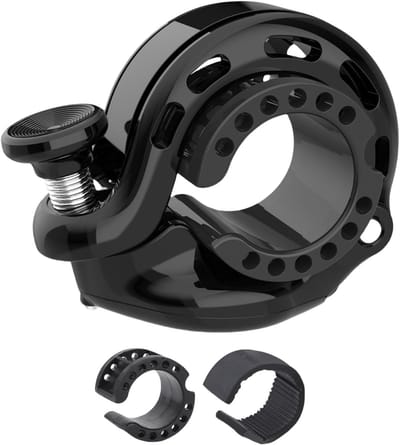 Aluminium Fietsbel - Met ingebouwde positioneerder - Mini fietsbel - Compact, roestvast en duurzaam - Geschikt voor MTB en racefietsen - Met inbussleutel, schokdemper en handleiding - Fietsbel Zwart