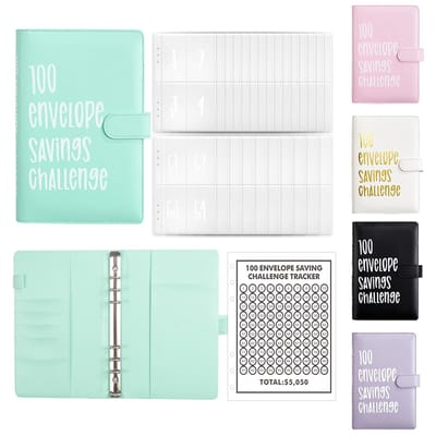 Dailygoods- Budgetplanner A5 - Kunstlederen Spaarboek - 100 Enveloppen - Waterdicht/Stofdicht - Geldbesparende Uitdagingen - Losbladig Ontwerp