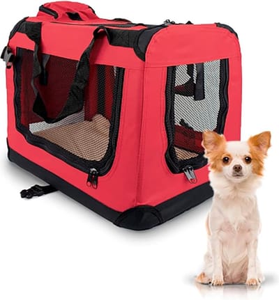 Rood Opvouwbare Reismand Kat - Maat S - Ondersteunt tot 8 kg - 50x34x36 cm