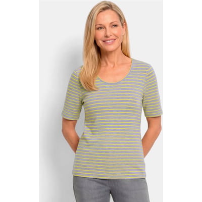Gestreept shirt met glansgaren - geel / grijs / gestreept - Gr. 19 van Goldner Fashion
