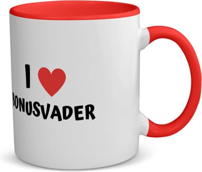Akyol - i love bonusvader koffiemok - theemok - rood - Vader - de liefste bonusvader - vader cadeautjes - vaderdag - verjaardag - geschenk - kado - 350 ML inhoud