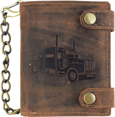 GREENBURRY portemonnee Vintage Wallet With Chain Brown Truck bruine