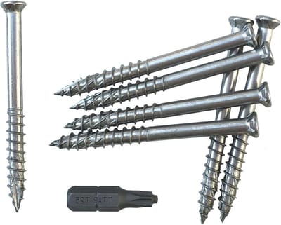 Terrasschroeven Roestvrij Staal - Vlonderschroeven A4 - Terrassen Bouwen - Cut-punt Freesribben - 55x60mm 100 stuks - Zilverkleurig