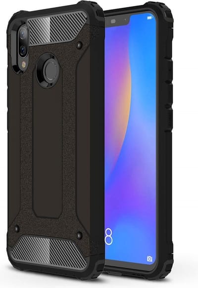 Ntech Hoesje Geschikt voor Huawei P Smart 2019 Dual layer Armor Hoesje - Zwart
