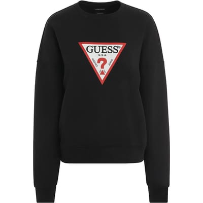 Guess Jeans Iconic Triangle Sweatshirt Zwart XS Vrouw