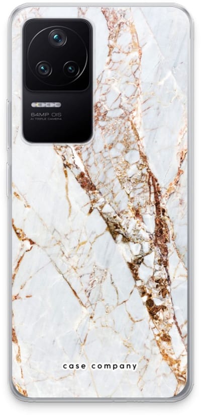 Case Company® - Hoesje geschikt voor Xiaomi Poco F4 hoesje - Goud marmer - Soft Cover Telefoonhoesje - Bescherming aan alle Kanten en Schermrand