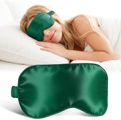 Slaapmasker, zijden oogmasker, slaapmaskers voor reizen, dutjes (effen donkergroen)