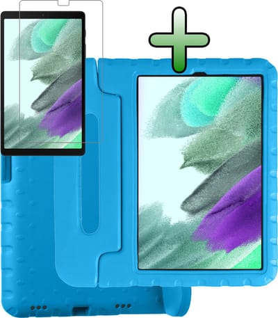 Hoesje Geschikt voor Samsung Galaxy Tab A7 Lite - Met Screenprotector - Kinderhoes Shockproof Bumper - Kidsproof Case - Tablet Hoes - Kinder Hoes Cover - Blauw