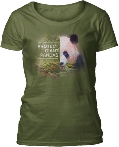 Ladies T-shirt Protect Giant Panda Green S
