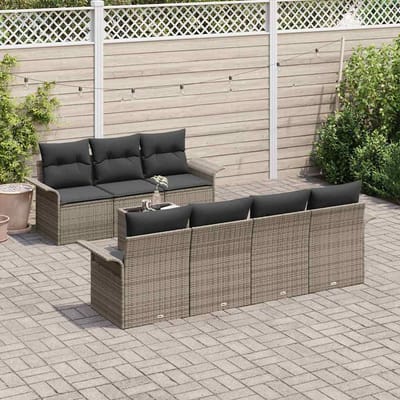 vidaXL - Tuinbank - Set - 8 - st - 7-Aantal - zitplaatsen - Grijs - poly - rattan