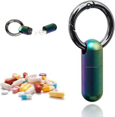 Mini Pillendoos Sleutelhanger - Waterdichte Metalen Tablet Box voor Camping, Outdoor en Hiking - Compact en Handig voor Medicijnen