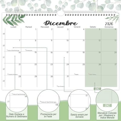 Wandkalender 2025 2026 - 32 x 22 cm Familiekalender
