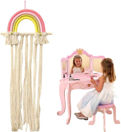 Dailygoody - Regenboog haarspeldhouder - Accessoire-organizer - Handgemaakt - Roze - Haarspelden en elastiekjes - Perfect voor meisjes - Decoratief